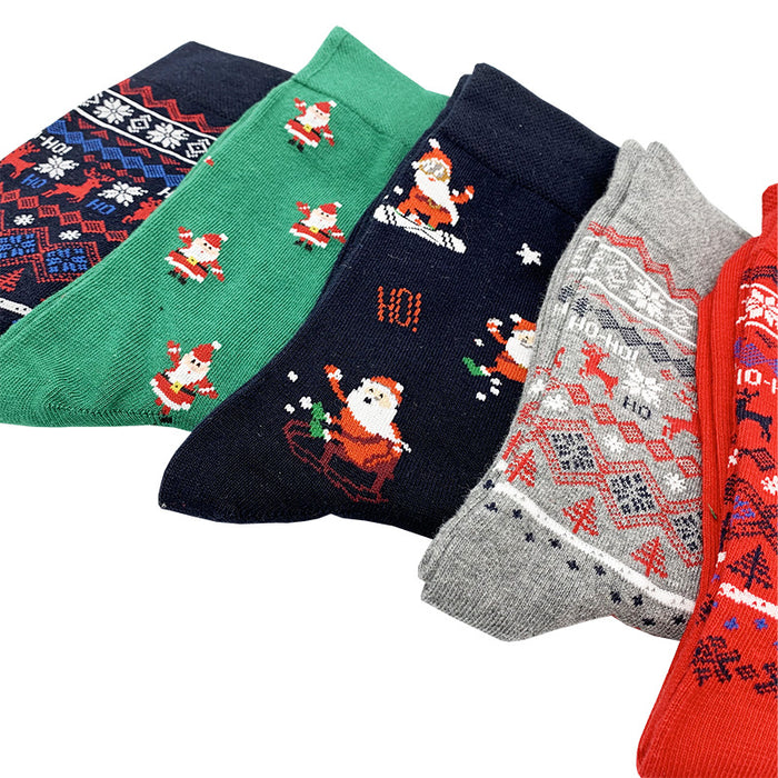 Wholesale Christmas Cartoon Elk Men's Mid-tube Socks JDC-SK-YiYan083