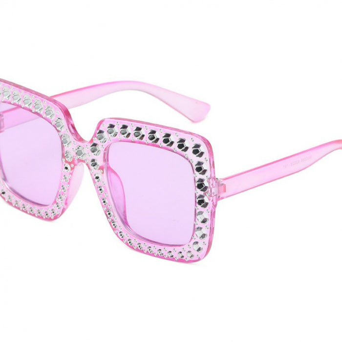 Wholesale Sunglasses Diamond Plated Large Frame Glasses Square Sunglasses Street Photography Trendy Glasses Personality