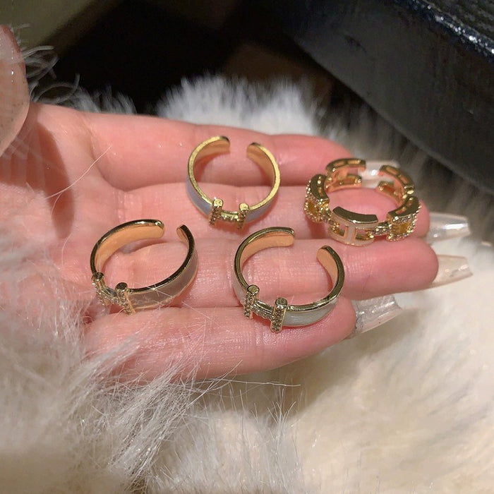 Wholesale Light luxury ring, high-end feel, open index finger ring, unique and niche ring