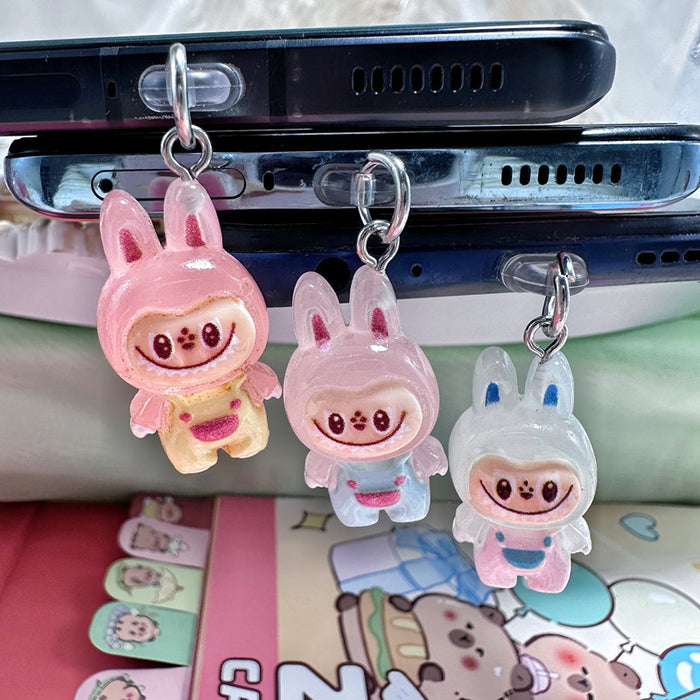 Wholesale Mobile phone dust plug charging port dust cap luminous pull cloth dust plug