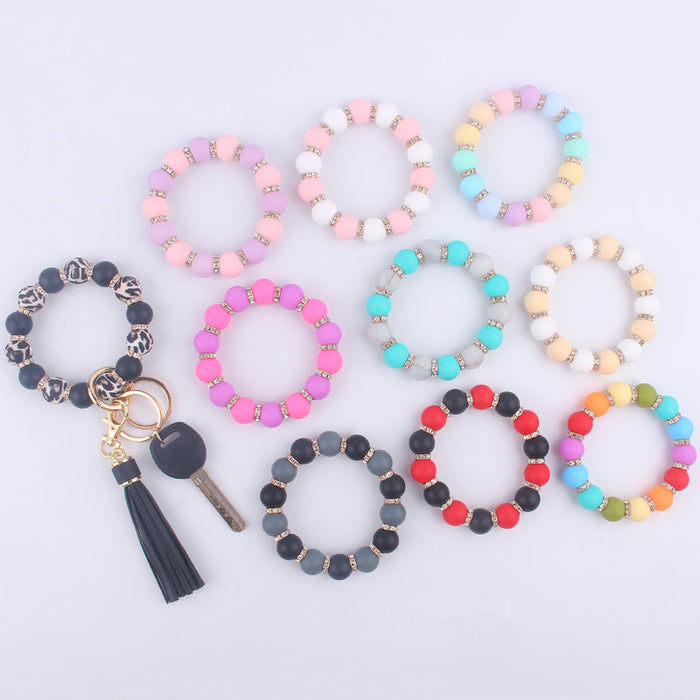 Wholesale Silicone bracelet wrist keychain tassel pendant