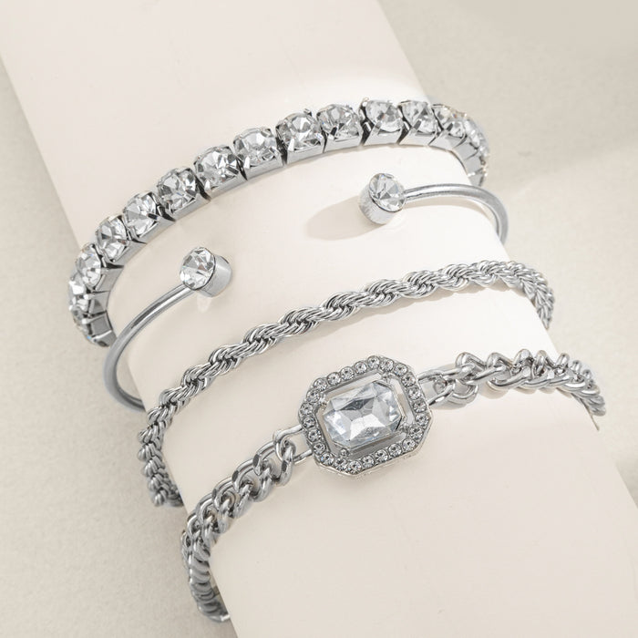 Wholesale New jewelry exaggerated diamond studded irregular bracelet fashionable and versatile alloy bracelet set