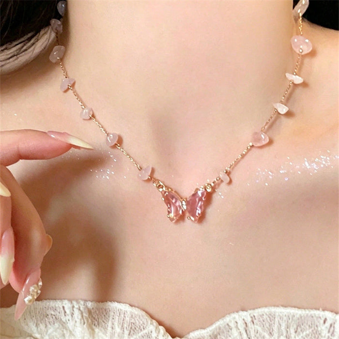 Wholesale Dopamine Ethnic Style Colorful Beaded Butterfly Pendant Necklace MOQ≥2