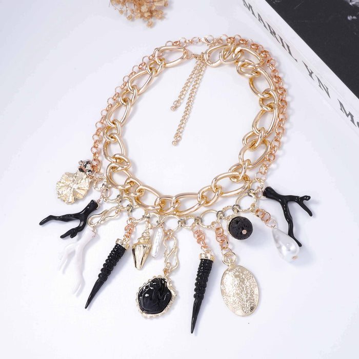 Wholesale Turtle Coral Imitation Pearl Double Layer Stacked Chain for Women