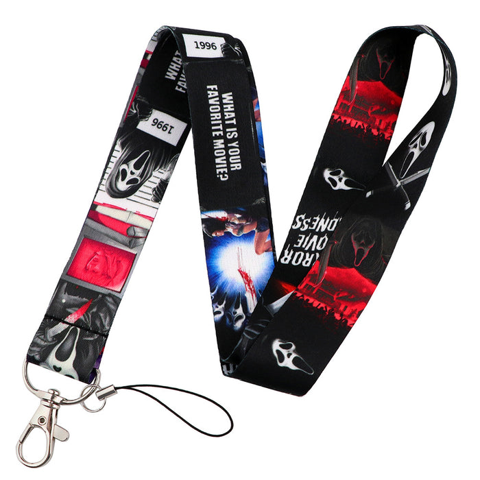 Wholesale Horror and thriller themed long phone lanyard with chest strap