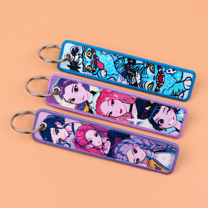 Wholesale Cartoon Anime K-POP Woven Keychain Bag Pendant Fabric Keychain