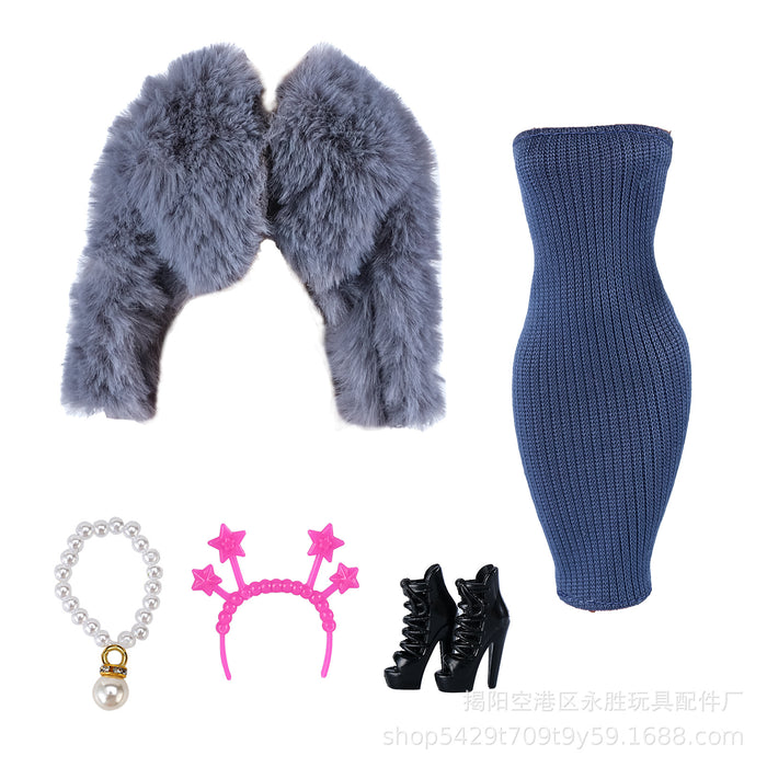 Wholesale  Doll fur plush coat skirt suit doll dress