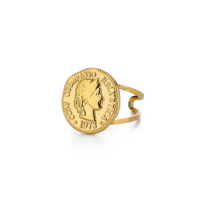 Wholesale Portrait coin 18K gold bracelet stainless steel jewelry small figure round pendant tag