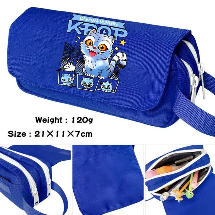 Wholesale Cartoon printed large capacity double-layer hand-held pencil case student stationery bag