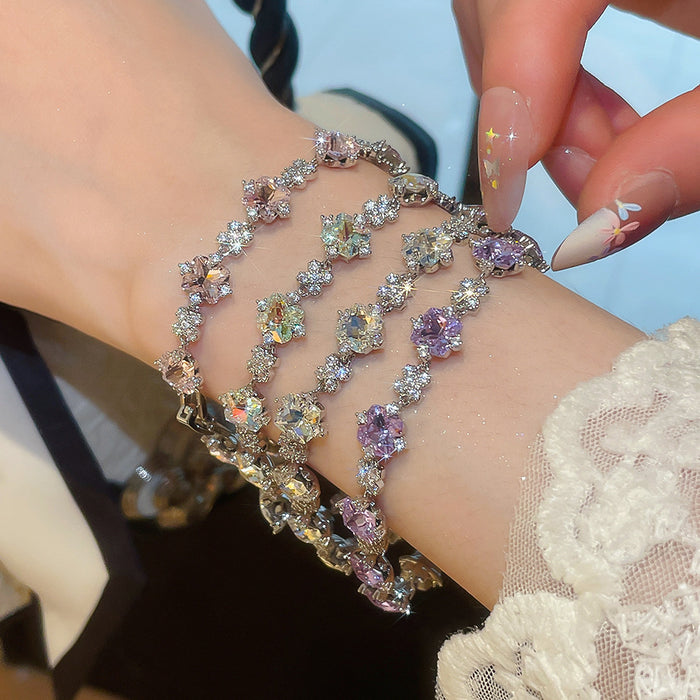 Wholesale Floral Rhinestone Inlaid Bracelet Fashion Jewelry Accessory
