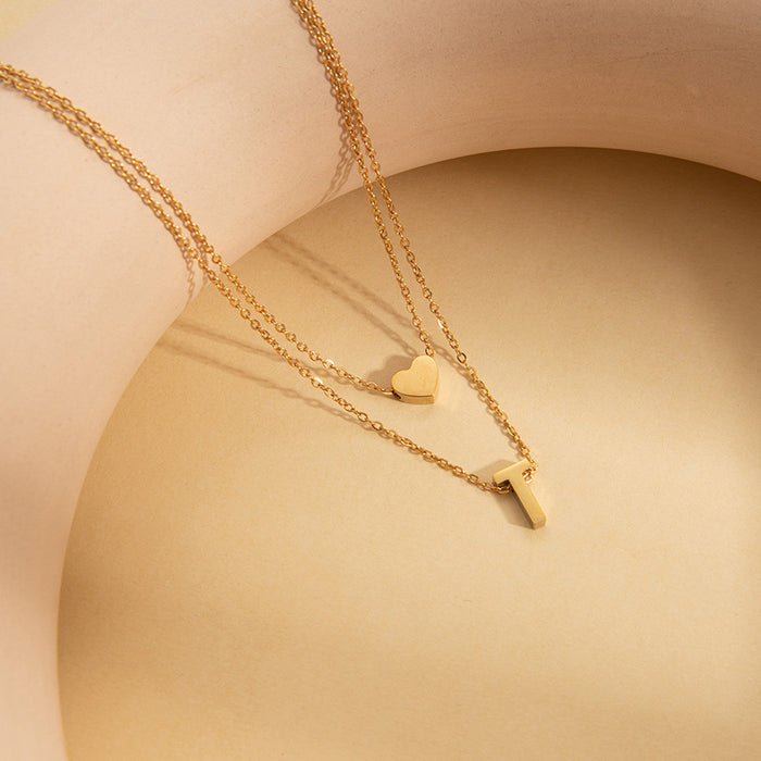 Wholesale 26 English Letters — Fade-Resistant Titanium Steel Clavicle Necklace