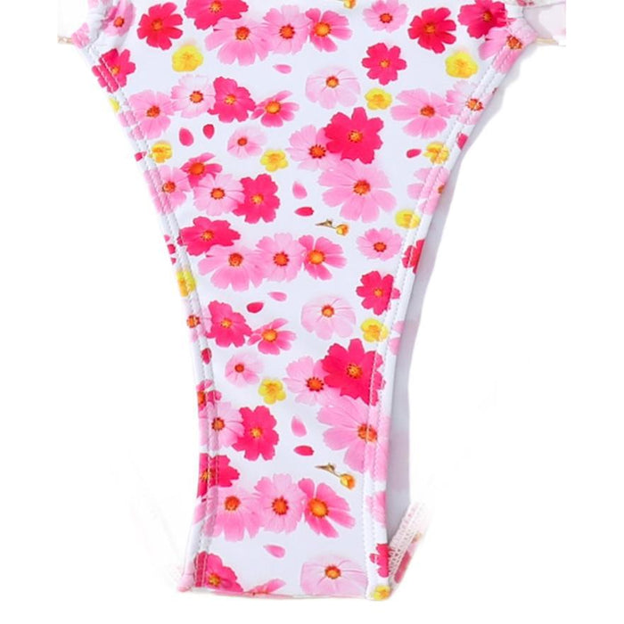 Wholesale New two-piece split swimsuit with floral hanging neck for children