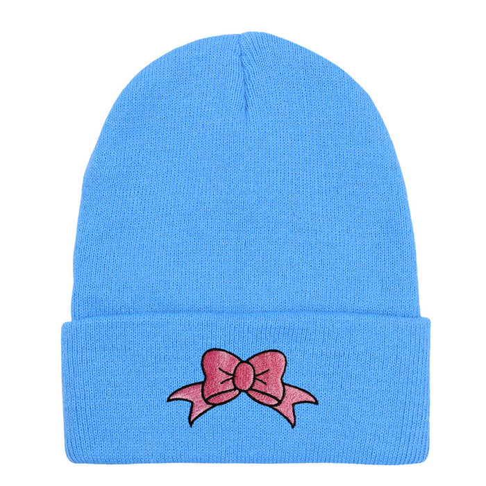 Wholesale Bow Embroidery Acrylic Knitted Hat JDC-FH-HaiPu009