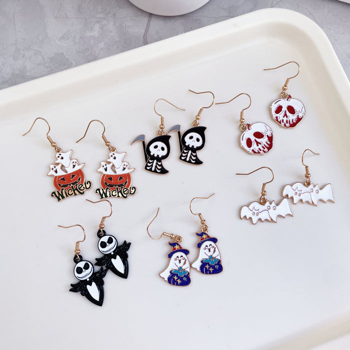 Wholesale  pumpkin skull earrings personalized cartoon ghost bat earrings