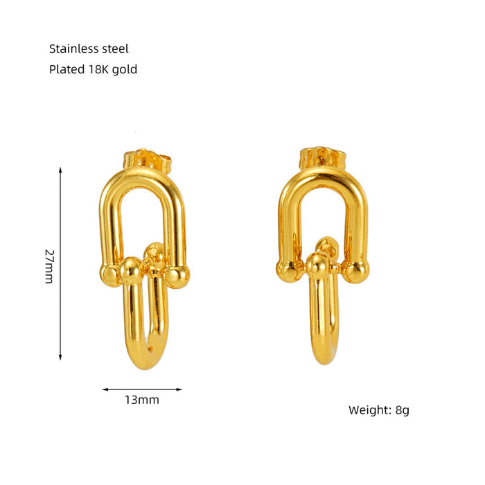 Wholesale women's horseshoe buckle C- shaped irregular earrings