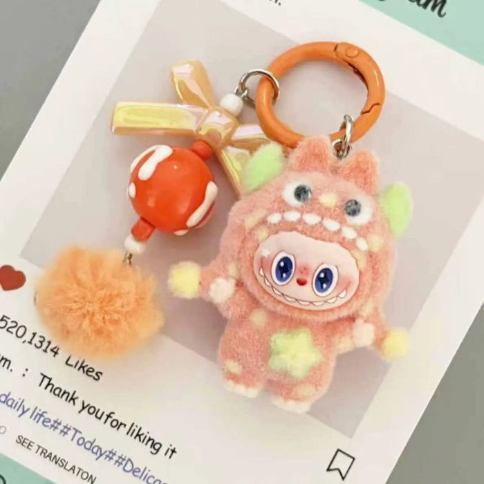 Wholesale Flocked Polka Dot Monster Plush Bag Charm Trendy Keychain Accessory for Everyday Wear or Gift