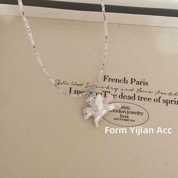 Wholesale Cartoon necklace for girls, colorful bead accessories, cute summer necklace, necklaces for girls