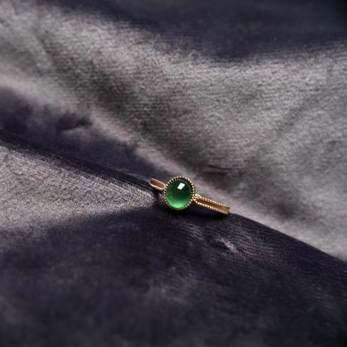 Wholesale Open ring inlaid with jade and stone, fashionable