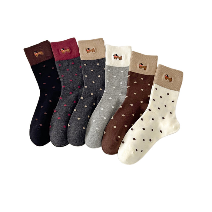 Wholesale Socks Embroidered Cute Combed Cotton Socks Mid tube Socks Boneless Loose Mouth Stacked Socks