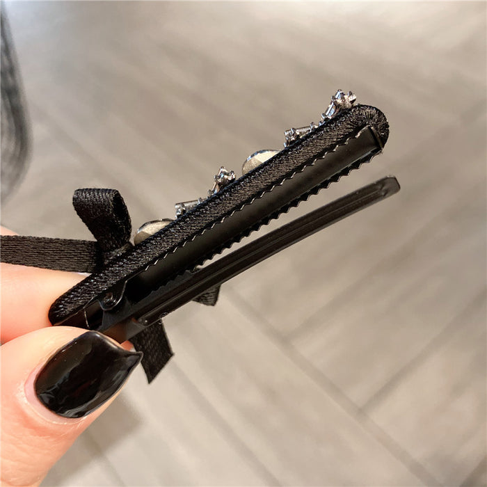 Wholesale Rhinestone Bow Ribbon Black Hair Clip JDC-HC-HonW001
