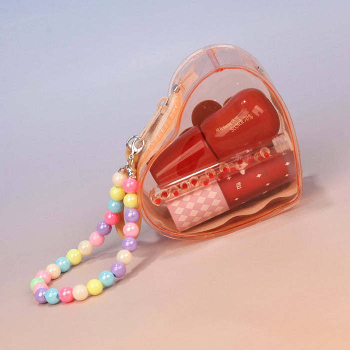 Wholesale Trendy Transparent PVC Coin Purse With Funny Lip Design Blue Pendant For Keys And Lipstick Car Key Accessory