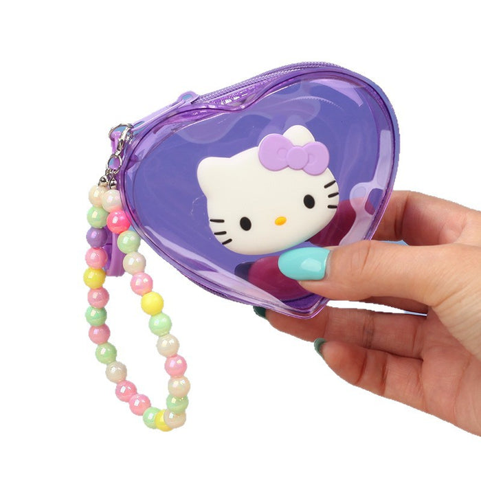 Wholesale Cute Cat Heart Shaped Transparent PVC Coin Purse Stylish Small Wallet