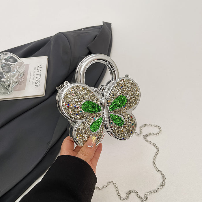 Wholesale Acrylic Butterfly Rhinestone Chain Shoulder Bag Silver Red Fashion Accessory for Resale