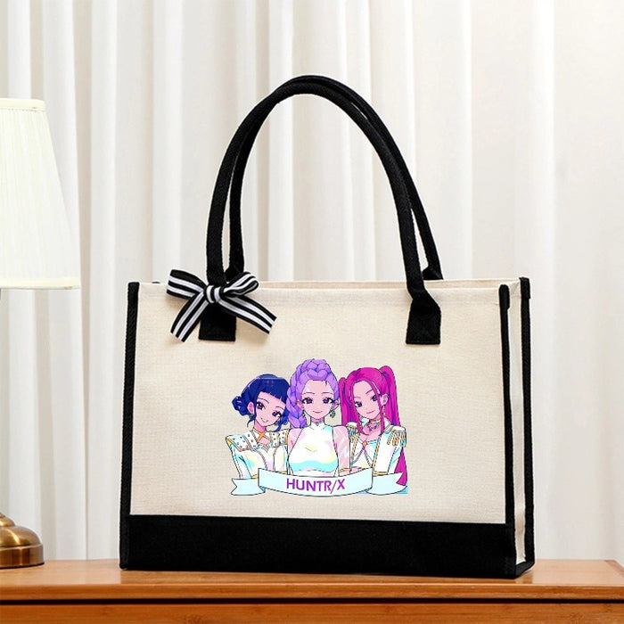 Wholesale Cartoon Print  Canvas Bag  Convenient Handheld Tote Bag