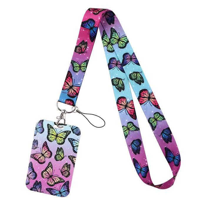 Wholesale Butterfly-shaped phone lanyard Keychain with a rigid card holder