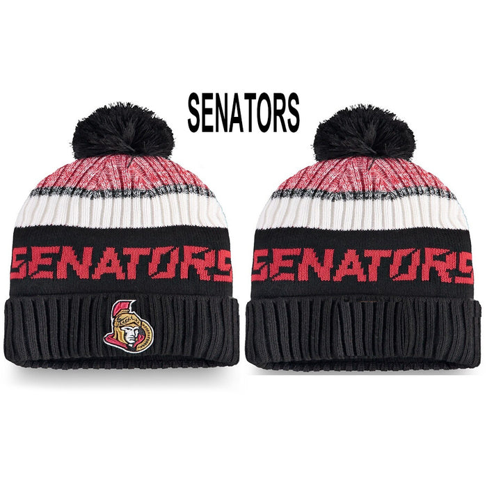 Wholesale Hat wool knit hat embroidery Hockey League hat sports letter flanging warm round hat