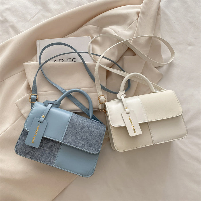 Wholesale Fashion splicing texture handbag, commuting shoulder crossbody bag, small square bag