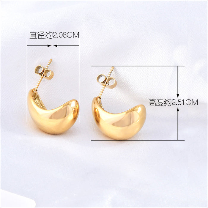 Wholesale Stainless Steel 18K Gold-Plated Earrings — Irregular " Little Gold Bean"  Studs