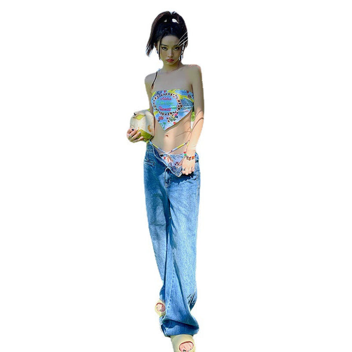 Wholesale Fashionable new split rope swimsuit, low waisted pants, strapless style, sexy and slimming for vacation