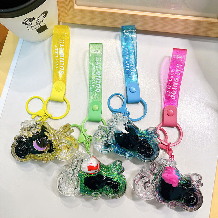 Wholesale Oil Filled Doll Motorcycle Acrylic Keychain JDC-KC-YanG077