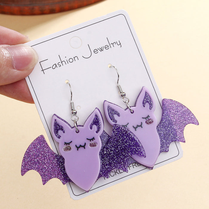 Wholesale Bat Earrings Creative Glitter Handmade DIY  Party Acrylic Pendant Earrings