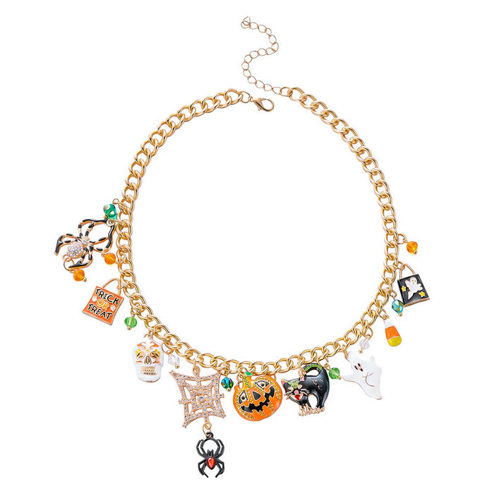 Wholesale Halloween Skeletons Ghost Pumpkin Necklace Trendy Party Jewelry
