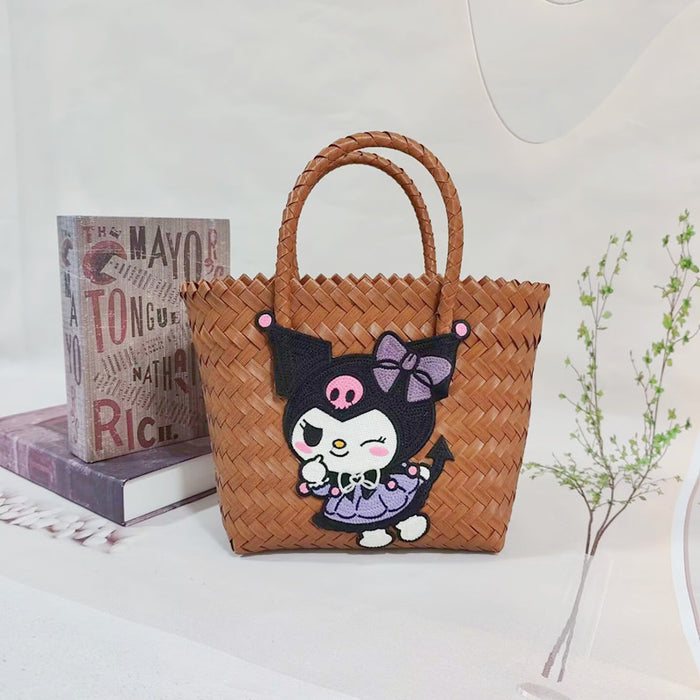 Wholesale Cartoon Woven Bag Large Capacity Work Bag Hand Woven Vegetable Basket Handbag