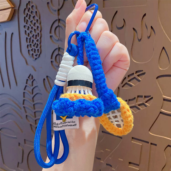 Wholesale Hand-woven badminton pendant wool bag pendant finished woven badminton keychain