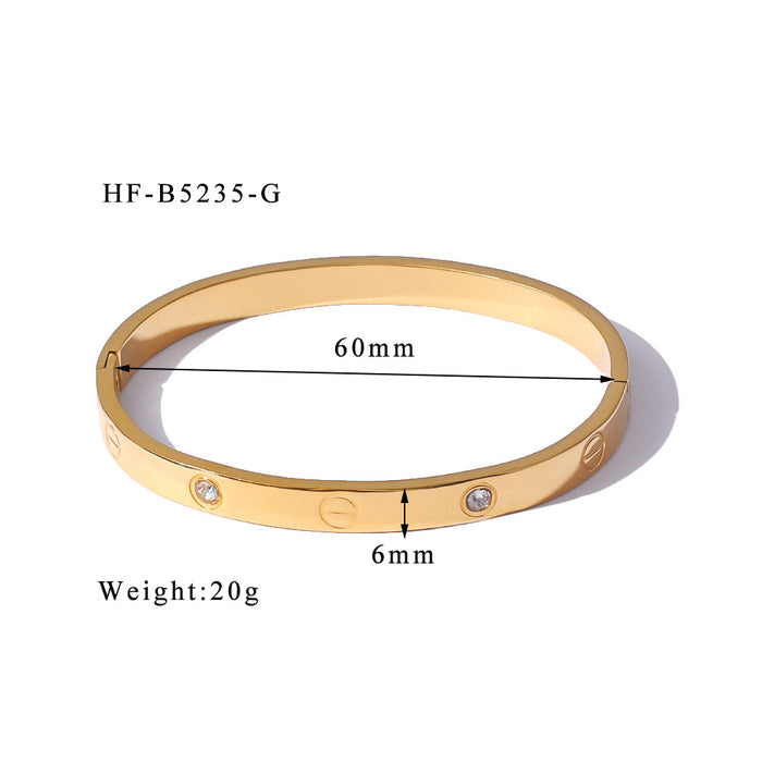 Wholesale Stainless steel bracelet with one nail and one diamond mirror polished bracelet