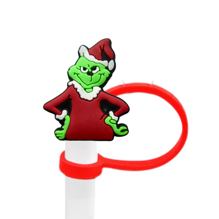 Wholesale 10pcs Christmas Straw Cap  Silicone Cup Accessories