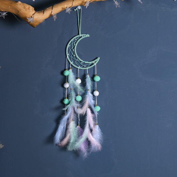 Wholesale Trendy Handmade Dreamcatcher Pendant with Feathers Iron Frame Bag Charm