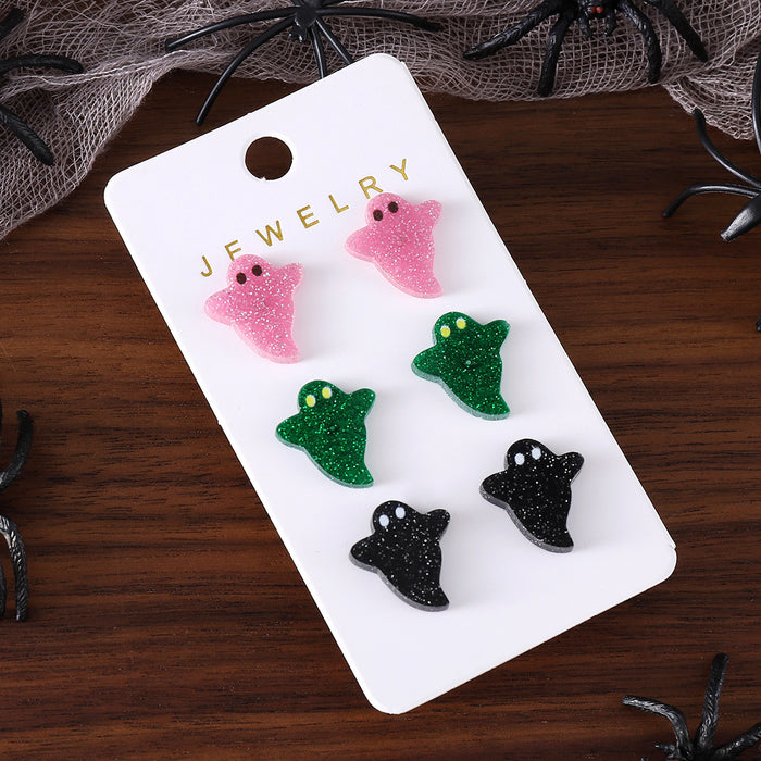 Wholesale Ghost Acrylic Earrings Set with Sequins Party Jewelry Accessory