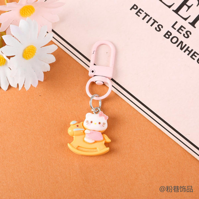 Wholesale Chic Cute Cat Keychain Bag Charm Plastic Resin Pendant Car Key Accessory Sweet Pink Design For Couples And Gift