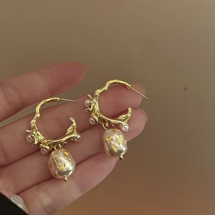 Wholesale Imitation Pearl C- shaped Earrings Light Luxury Niche Design Fairy Elegant Earrings