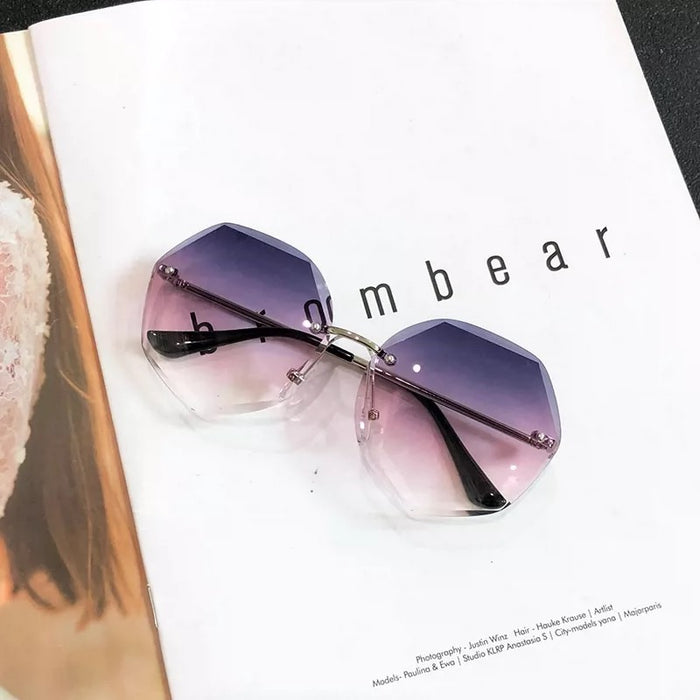 Wholesale Multilateral frameless cut edge sunglasses, retro sunglasses, personalized trend