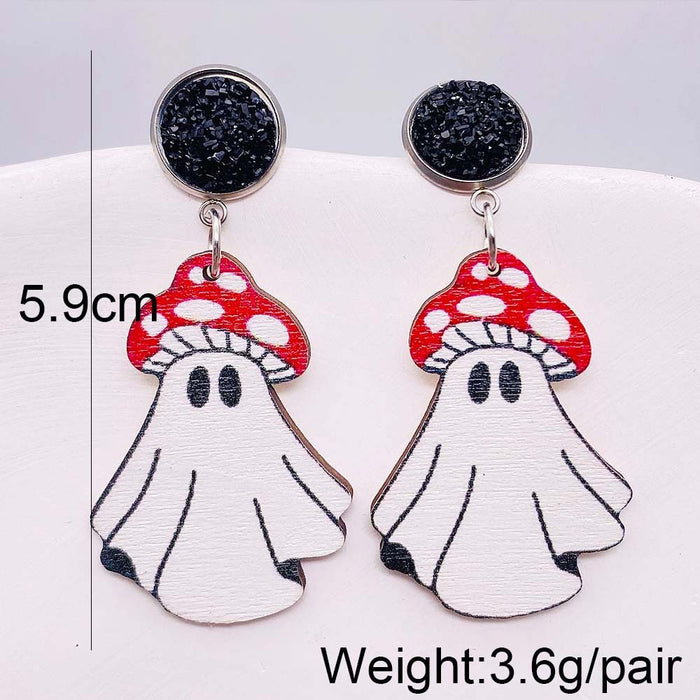 Wholesale  Wooden Earrings Pumpkin Forest Skull  Web Earrings