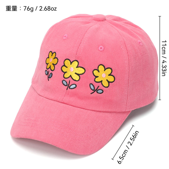 Wholesale Embroidered Flower Baseball Cap for Girls - Trendy Sun Hat with Curved Brim