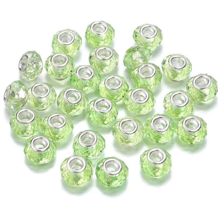 Wholesale spacer Faceted Wheel Plastic Beads Large Hole DIY Jewelry Craft Supply MOQ≥10