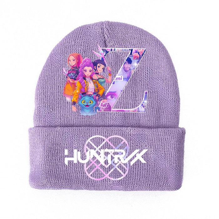 Wholesale KPOP knitted cartoon letters autumn and winter hat