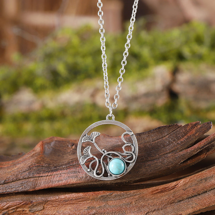 Wholesale Retro Hollow Lotus Leaf  Necklace